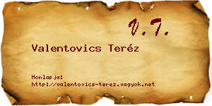 Valentovics Teréz névjegykártya